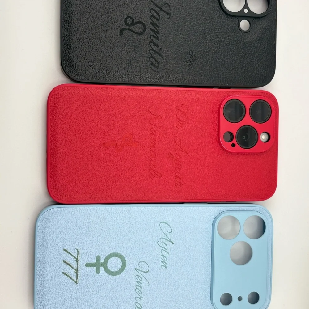 Custom Personalized Leather iPhone Case with Name & Zodiac / Symbol Engraving - Picture 8 of 8